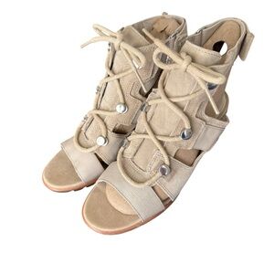 NWOT Sorel Nadia Lace Up Sandal Suede & Leather SZ 10
